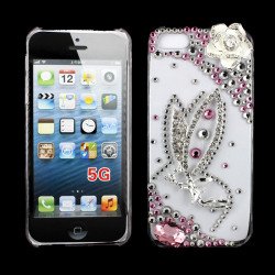iPhone 5S 5 3D Clear Crystal Diamond Case (Silver Fairy)
